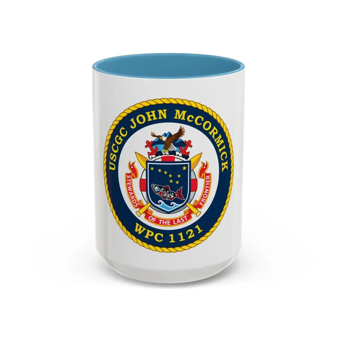USS John McCormick WPC 1121 (U.S. Coast Guard) Accent Coffee Mug 15oz Light Blue - Go Mug Yourself