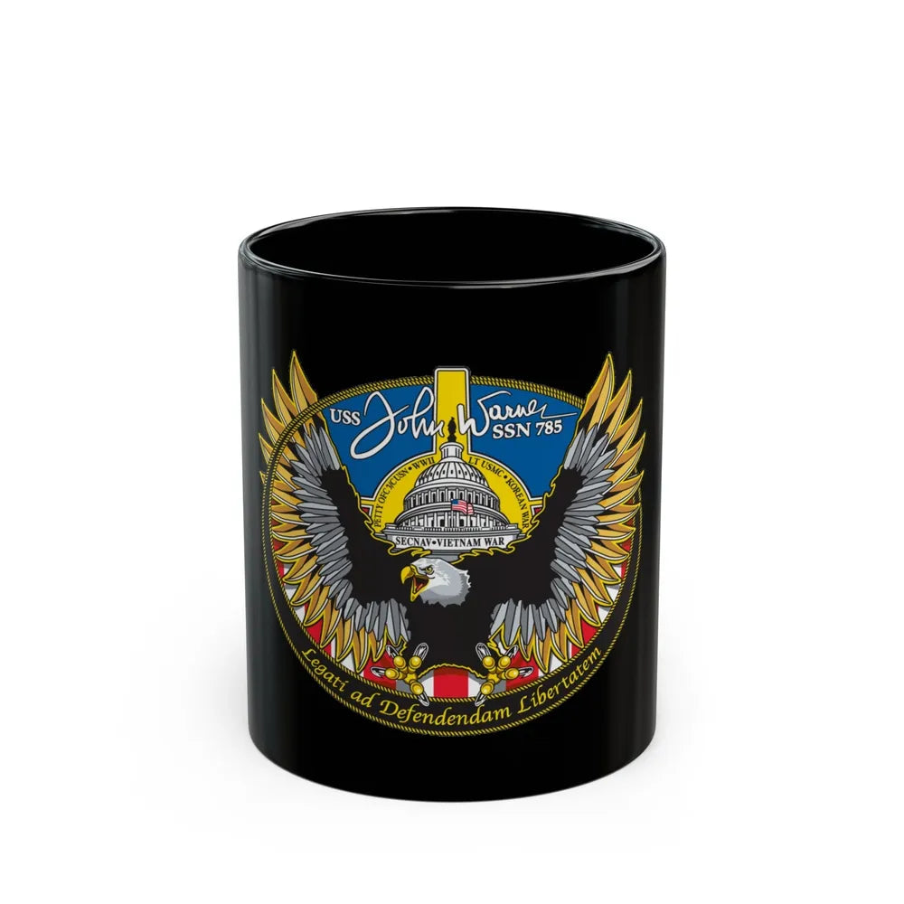 USS John Warner SSN 785 (U.S. Navy) Black Coffee Mug-11oz-Go Mug Yourself