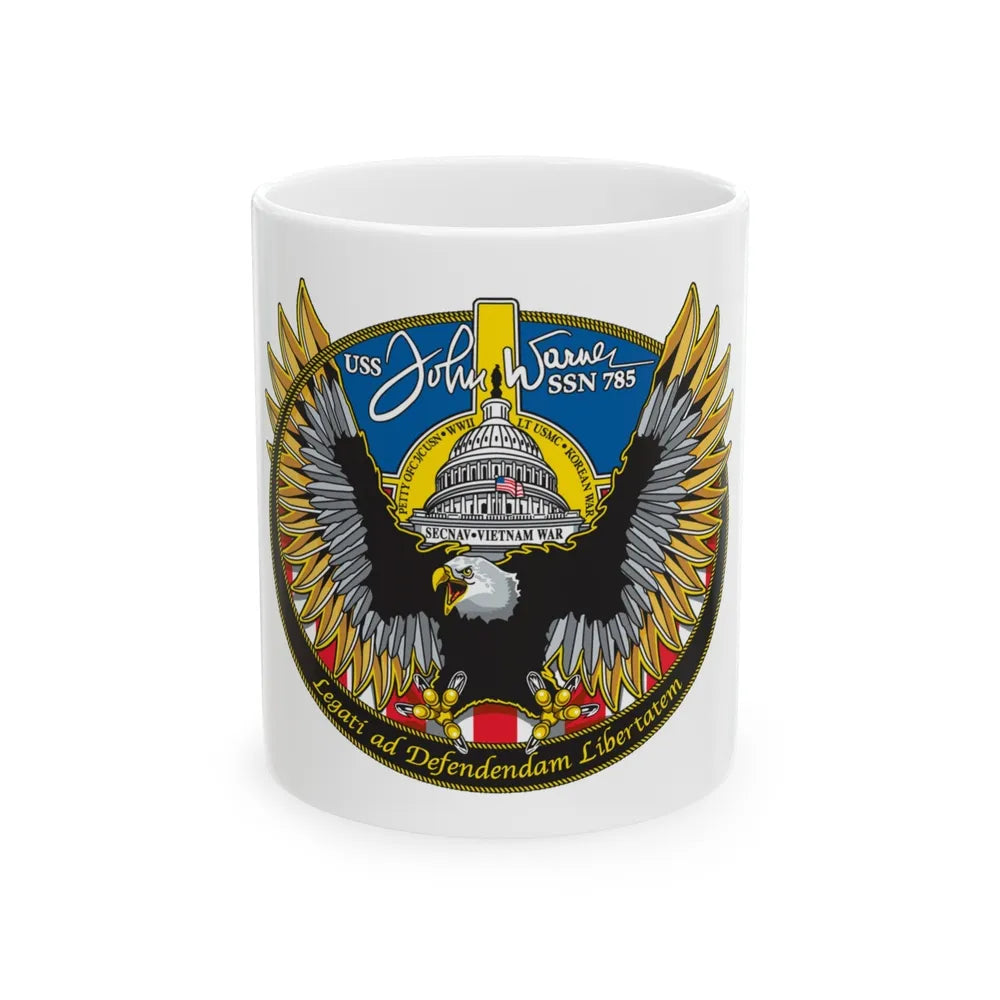 USS John Warner SSN 785 (U.S. Navy) White Coffee Mug-11oz-Go Mug Yourself