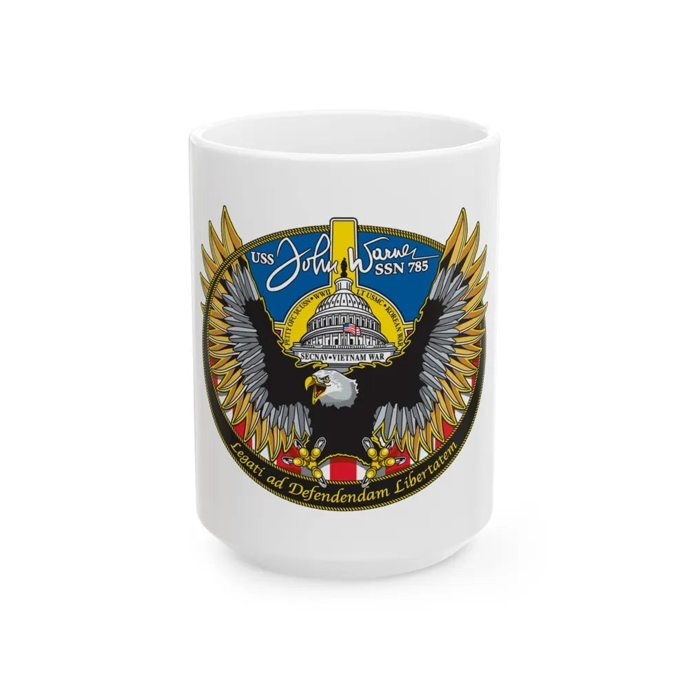 USS John Warner SSN 785 (U.S. Navy) White Coffee Mug-15oz-Go Mug Yourself