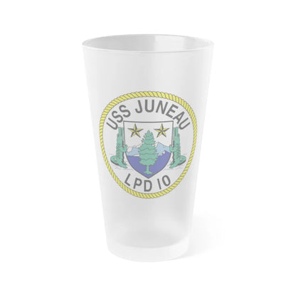 USS Juneau LPD 10 (U.S. Navy) Frosted Pint Glass 16oz-Go Mug Yourself