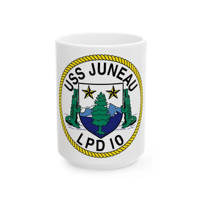 USS Juneau LPD 10 (U.S. Navy) White Coffee Mug-15oz-Go Mug Yourself