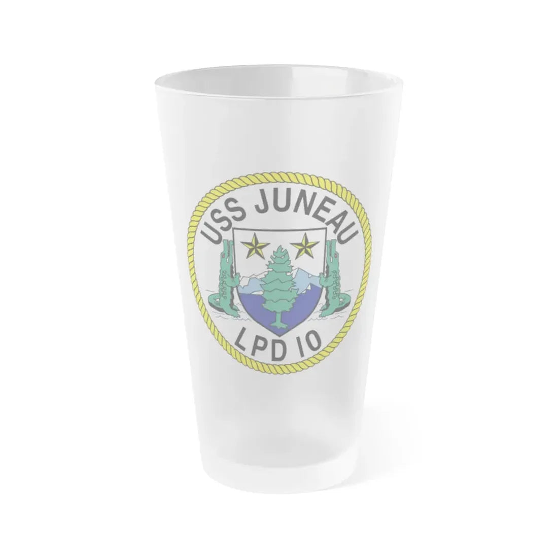 USS Juneau LPD 10 (U.S. Navy) Frosted Pint Glass 16oz Default Title - Go Mug Yourself