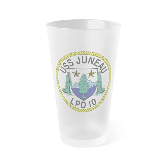 USS Juneau LPD 10 (U.S. Navy) Frosted Pint Glass 16oz Default Title - Go Mug Yourself