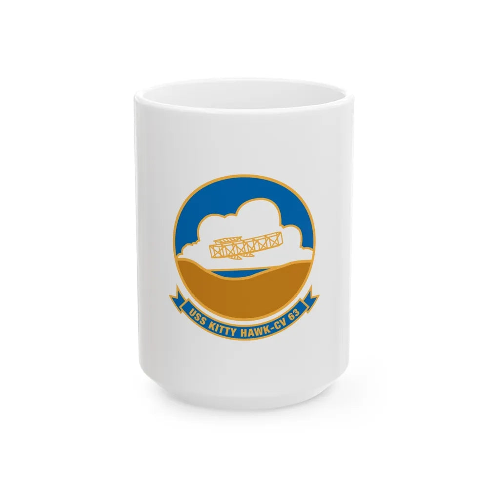 USS Kitty Hawk CV 63 (U.S. Navy) White Coffee Mug-15oz-Go Mug Yourself