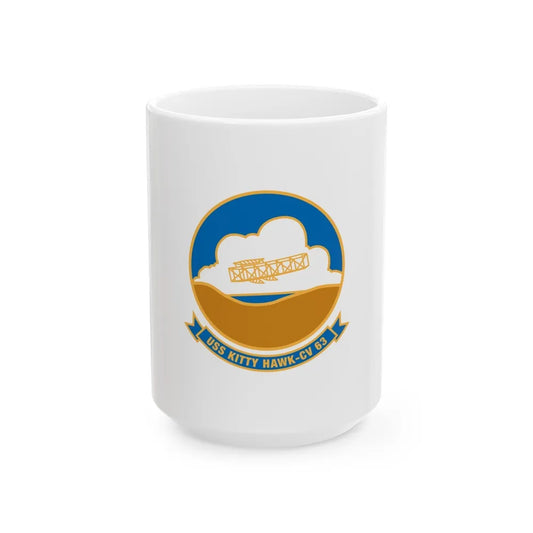 USS Kitty Hawk CV 63 (U.S. Navy) White Coffee Mug-15oz-Go Mug Yourself