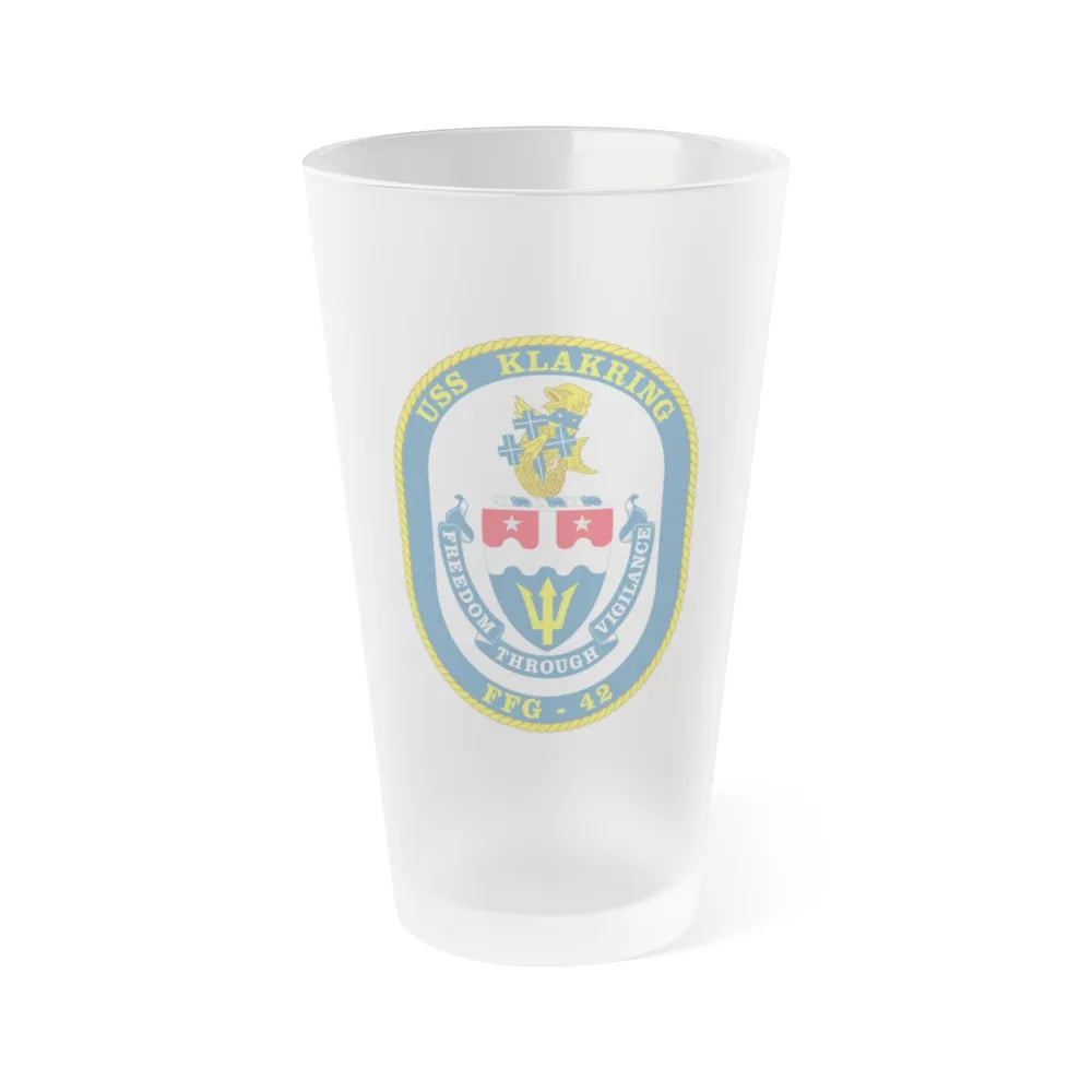 USS Klakring FFG 42 (U.S. Navy) Frosted Pint Glass 16oz-Go Mug Yourself