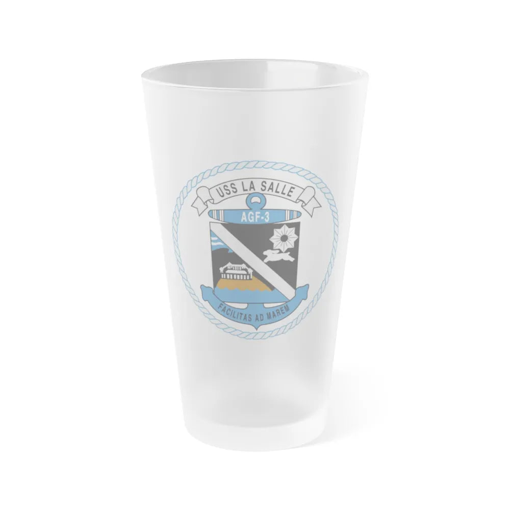 USS LA SALLE AGF 3 (U.S. Navy) Frosted Pint Glass 16oz-Go Mug Yourself