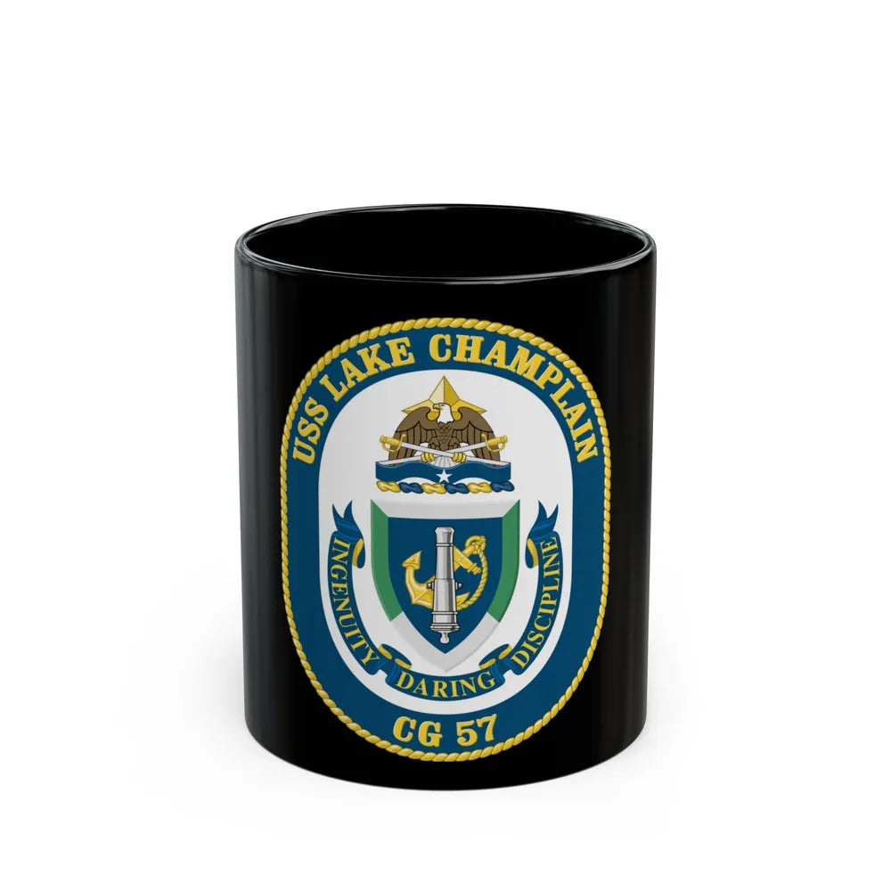 USS Lake Champlan CG 57 Crest (U.S. Navy) Black Coffee Mug-11oz-Go Mug Yourself