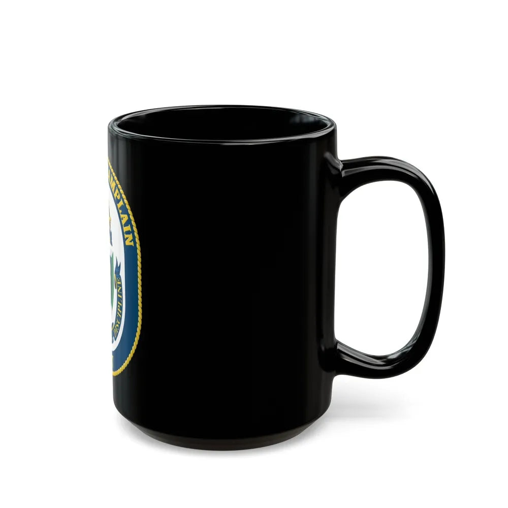 USS Lake Champlan CG 57 Crest (U.S. Navy) Black Coffee Mug-Go Mug Yourself