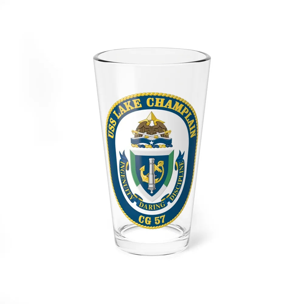 USS Lake Champlan CG 57 Crest (U.S. Navy) Pint Glass 16oz-16oz-Go Mug Yourself