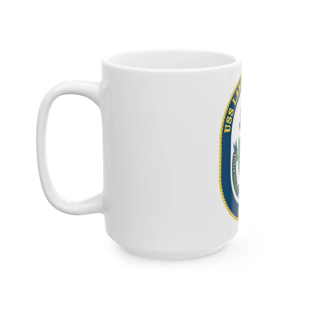 USS Lake Champlan CG 57 Crest (U.S. Navy) White Coffee Mug-Go Mug Yourself