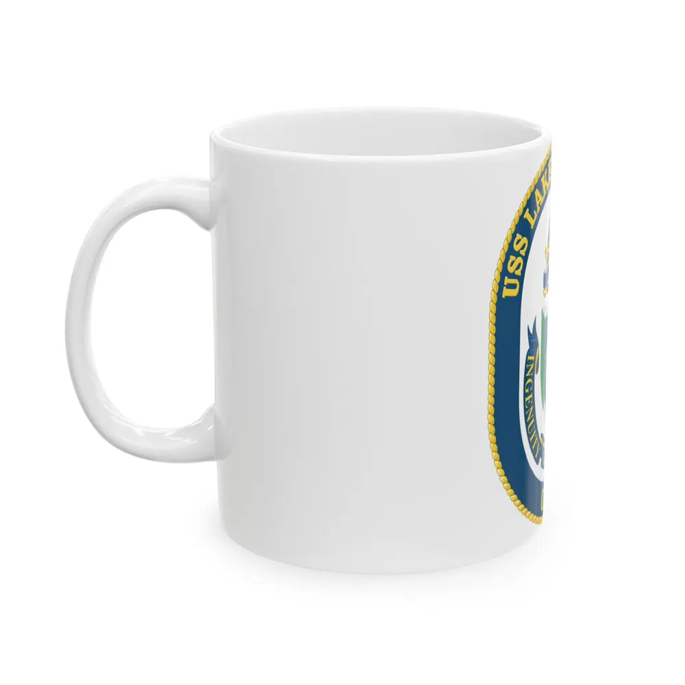 USS Lake Champlan CG 57 Crest (U.S. Navy) White Coffee Mug-Go Mug Yourself