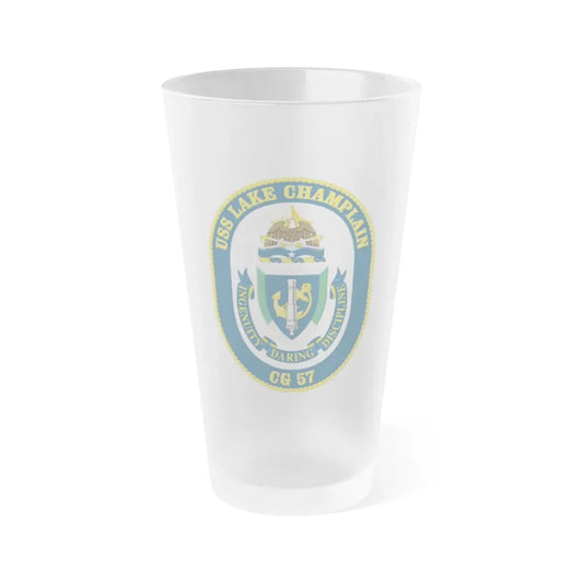 USS Lake Champlan CG 57 Crest (U.S. Navy) Frosted Pint Glass 16oz Default Title - Go Mug Yourself