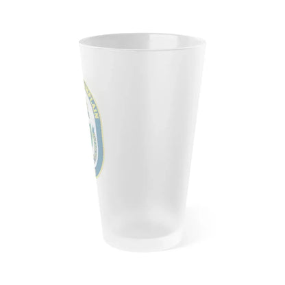 USS Lake Champlan CG 57 Crest (U.S. Navy) Frosted Pint Glass 16oz - Go Mug Yourself