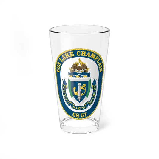USS Lake Champlan CG 57 Crest (U.S. Navy) Pint Glass 16oz 16oz - Go Mug Yourself