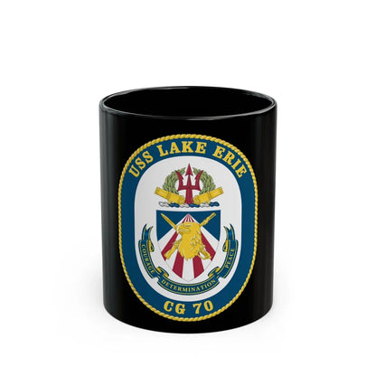 USS Lake Erie CG 70 Crest (U.S. Navy) Black Coffee Mug-11oz-Go Mug Yourself