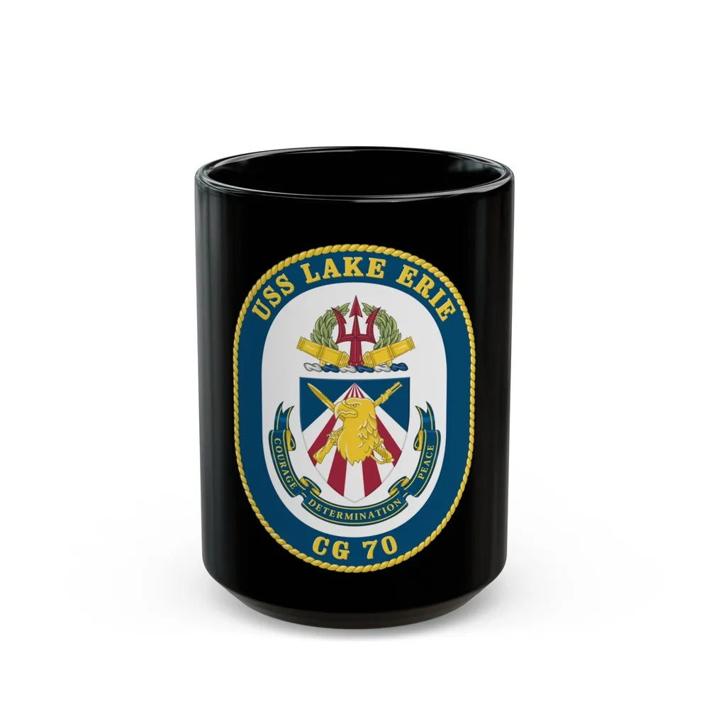 USS Lake Erie CG 70 Crest (U.S. Navy) Black Coffee Mug-15oz-Go Mug Yourself