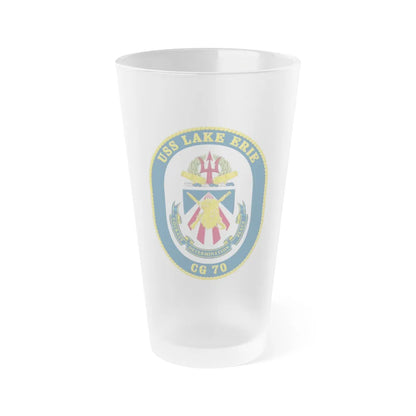 USS Lake Erie CG 70 Crest (U.S. Navy) Frosted Pint Glass 16oz-Go Mug Yourself