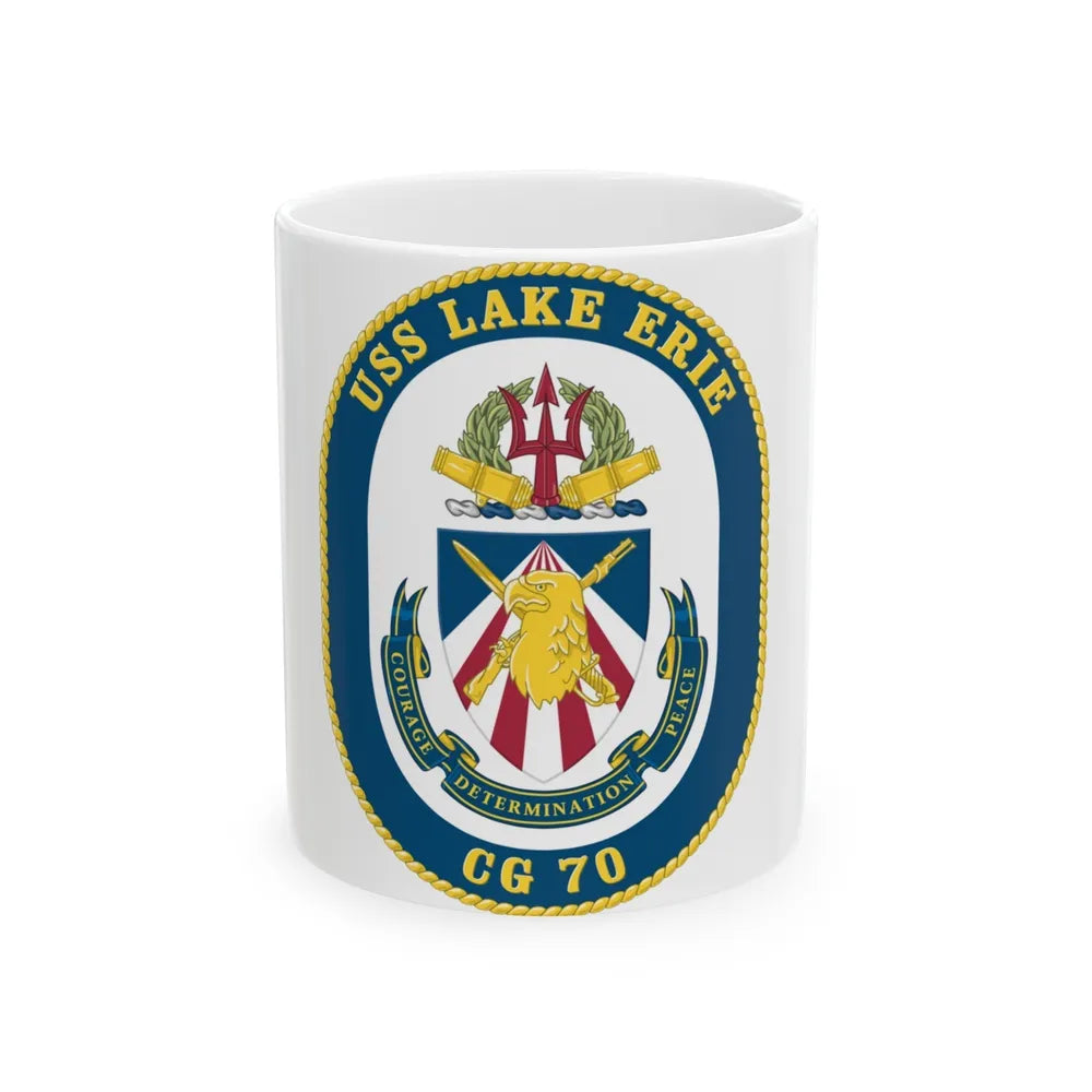 USS Lake Erie CG 70 Crest (U.S. Navy) White Coffee Mug-11oz-Go Mug Yourself