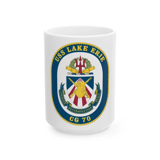 USS Lake Erie CG 70 Crest (U.S. Navy) White Coffee Mug-15oz-Go Mug Yourself