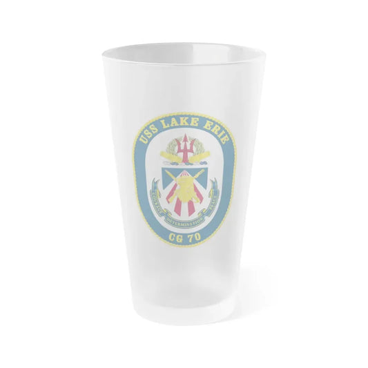 USS Lake Erie CG 70 Crest (U.S. Navy) Frosted Pint Glass 16oz Default Title - Go Mug Yourself