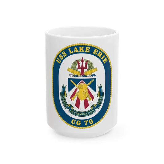 USS Lake Erie CG 70 Crest (U.S. Navy) White Coffee Mug 15oz - Go Mug Yourself