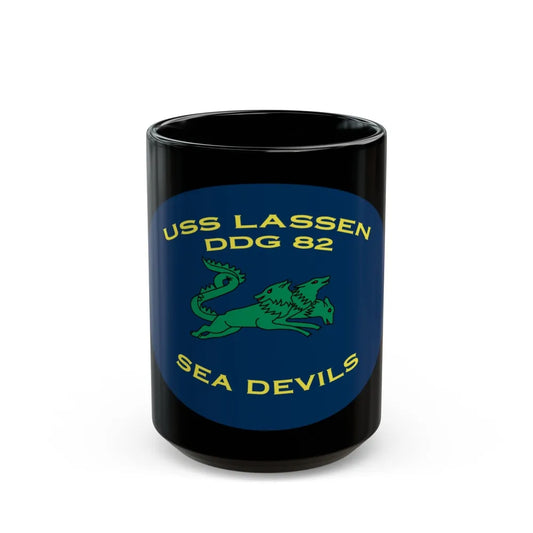 USS Lassen DDG 82 Sea Devils New 2018 (U.S. Navy) Black Coffee Mug-15oz-Go Mug Yourself