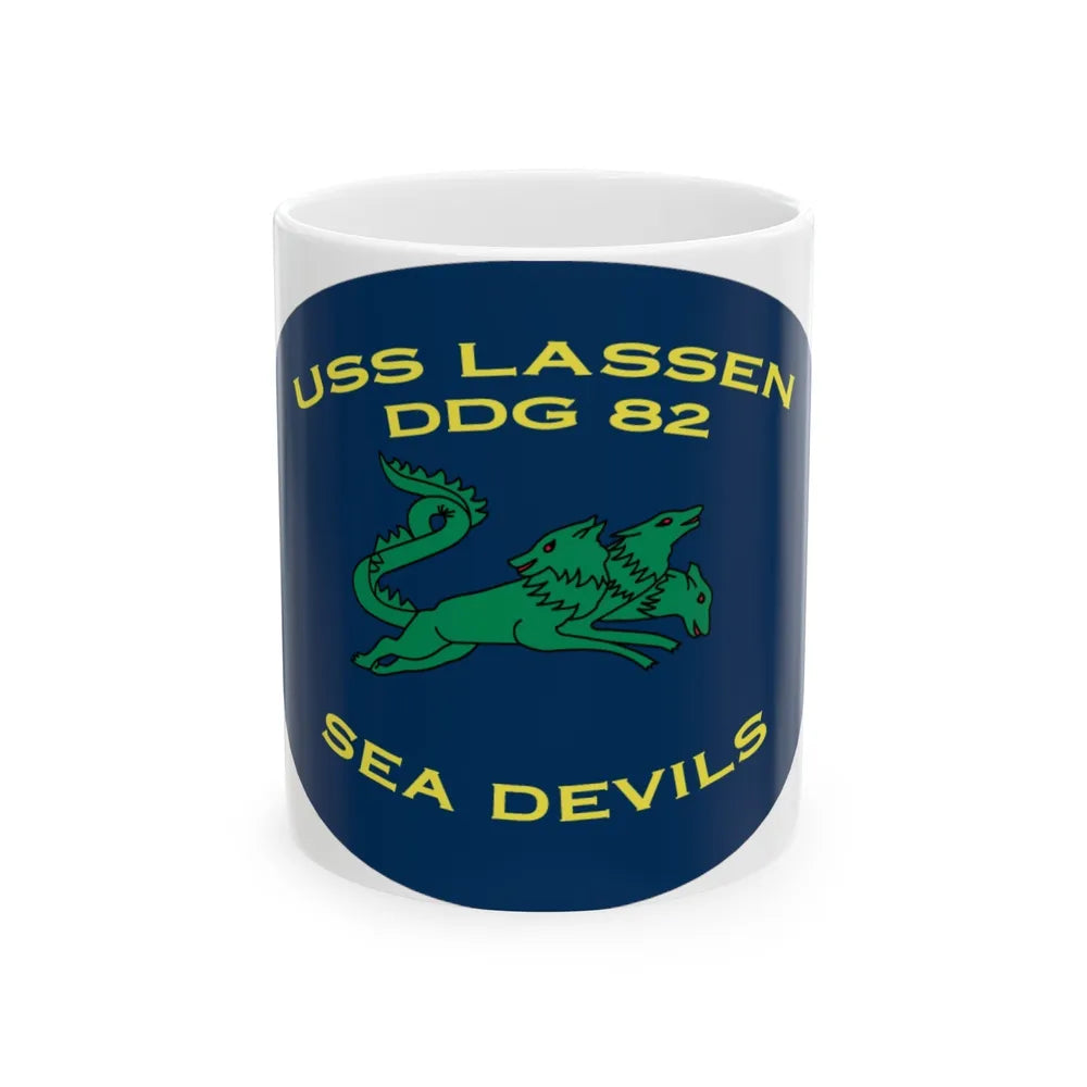 USS Lassen DDG 82 Sea Devils New 2018 (U.S. Navy) White Coffee Mug-11oz-Go Mug Yourself