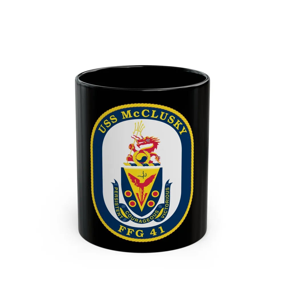 USS McClusky FFG 41 (U.S. Navy) Black Coffee Mug-11oz-Go Mug Yourself