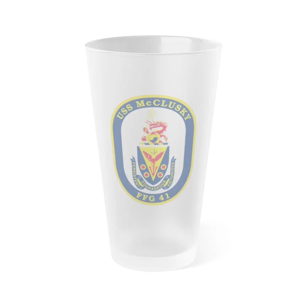 USS McClusky FFG 41 (U.S. Navy) Frosted Pint Glass 16oz-Go Mug Yourself