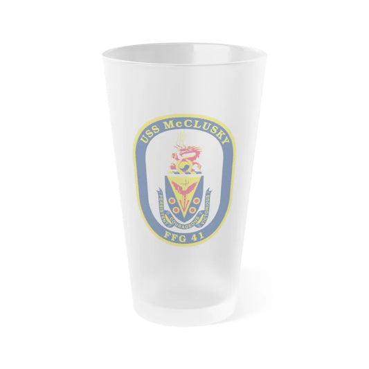 USS McClusky FFG 41 (U.S. Navy) Frosted Pint Glass 16oz-Go Mug Yourself