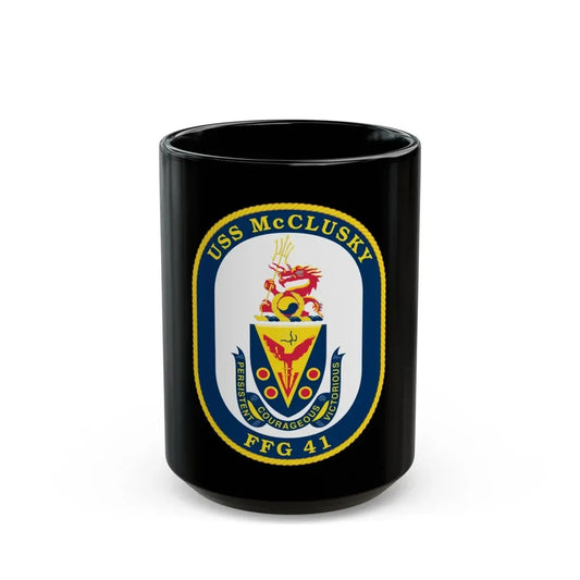 USS McClusky FFG 41 (U.S. Navy) Black Coffee Mug 15oz - Go Mug Yourself