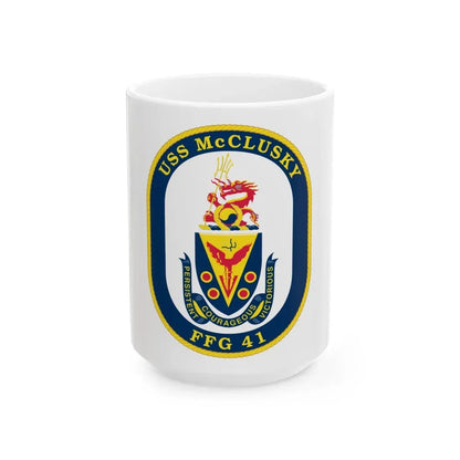 USS McClusky FFG 41 (U.S. Navy) White Coffee Mug 15oz - Go Mug Yourself