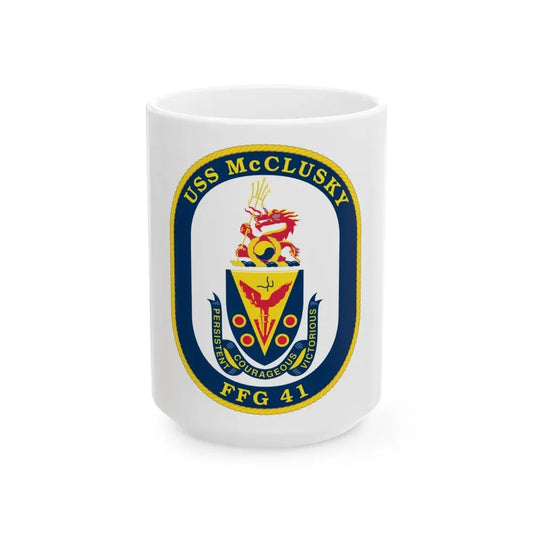 USS McClusky FFG 41 (U.S. Navy) White Coffee Mug 15oz - Go Mug Yourself