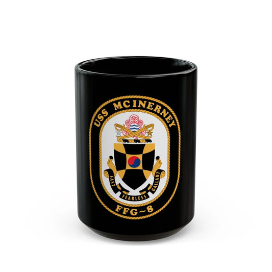 USS McInerney FFG 8 (U.S. Navy) Black Coffee Mug-15oz-Go Mug Yourself