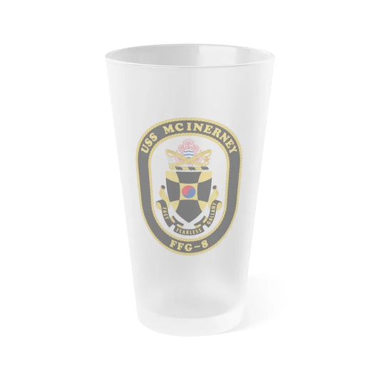 USS McInerney FFG 8 (U.S. Navy) Frosted Pint Glass 16oz-Go Mug Yourself