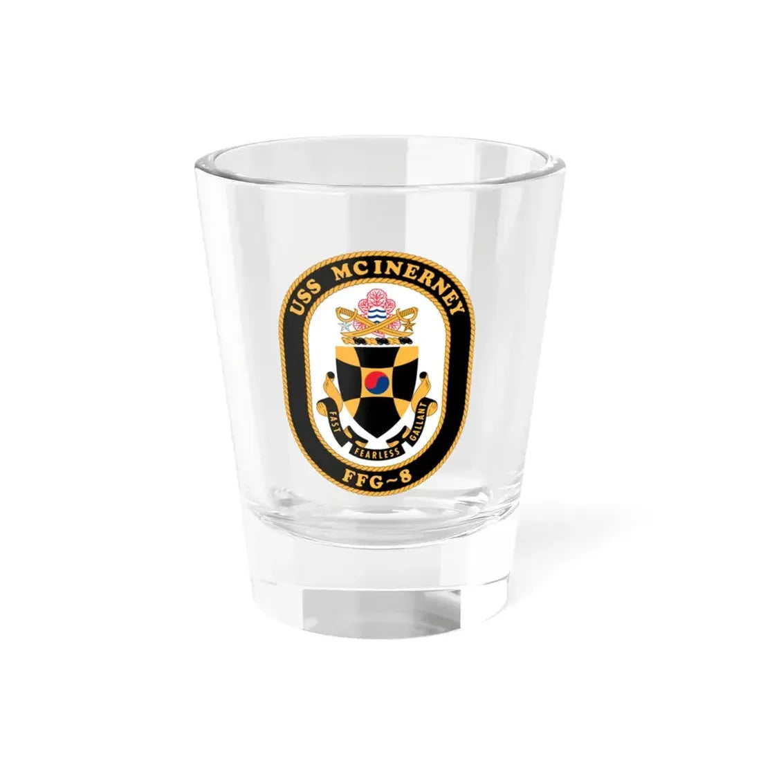 USS McInerney FFG 8 (U.S. Navy) Shot Glass 1.5oz 1.5oz - Go Mug Yourself