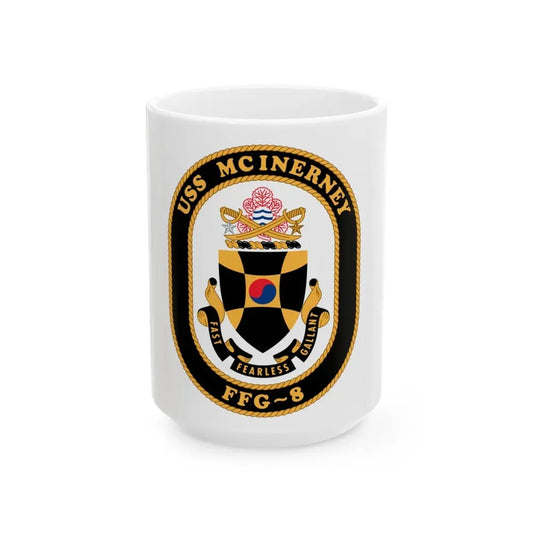 USS McInerney FFG 8 (U.S. Navy) White Coffee Mug 15oz - Go Mug Yourself