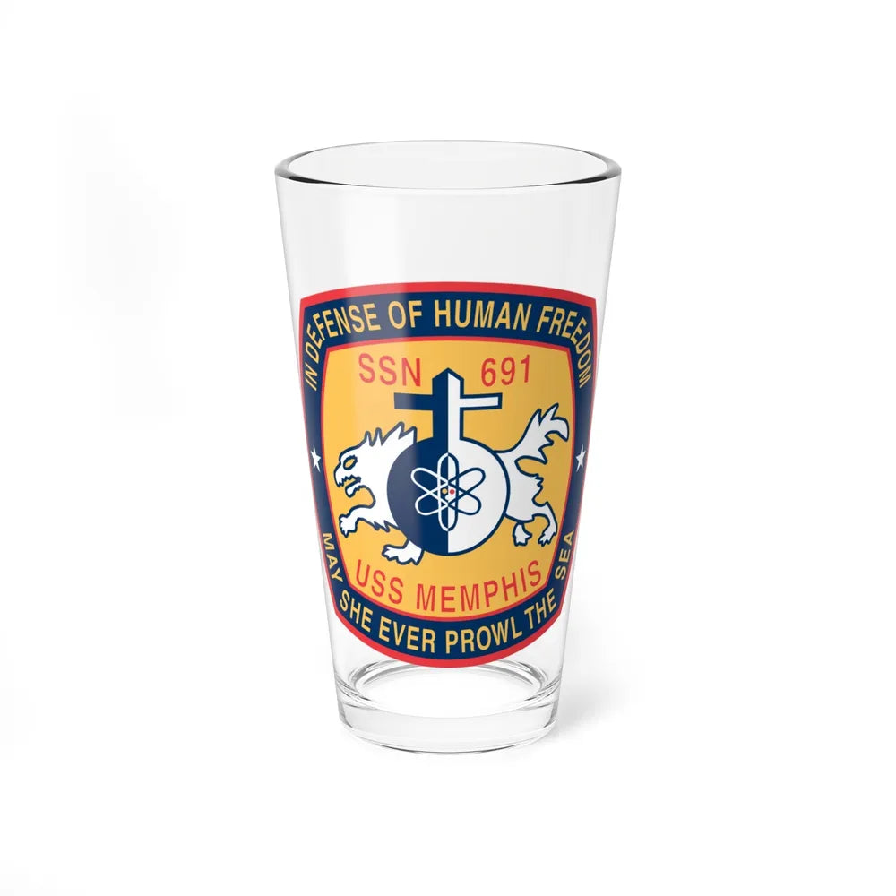 USS Memphis SSN 691 In Defence of the Human Freedom (U.S. Navy) Pint Glass 16oz-16oz-Go Mug Yourself