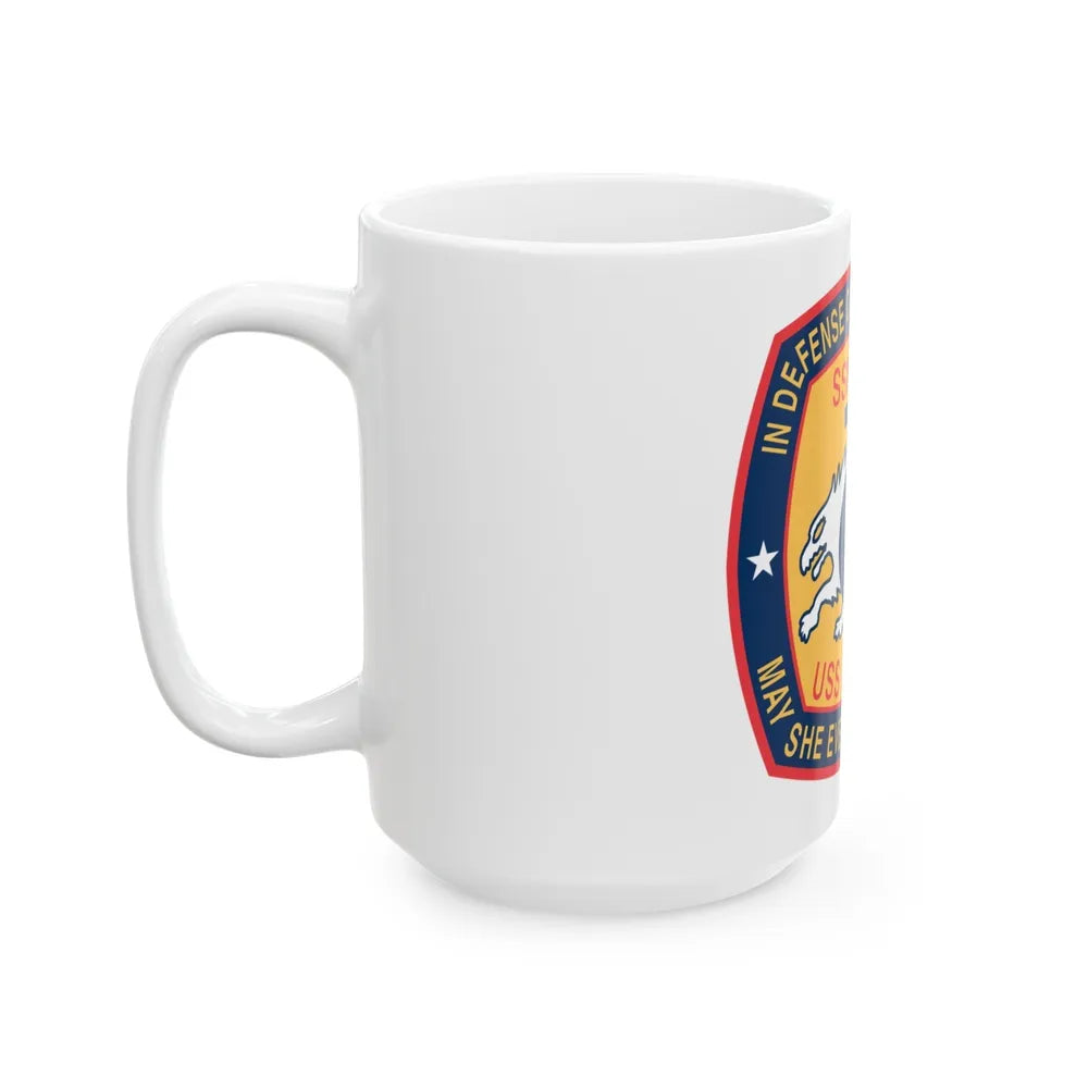 USS Memphis SSN 691 In Defence of the Human Freedom (U.S. Navy) White Coffee Mug-Go Mug Yourself