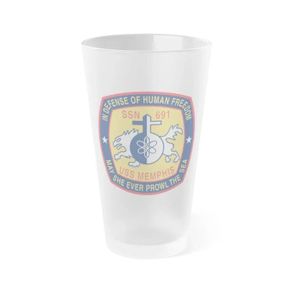 USS Memphis SSN 691 In Defence of the Human Freedom (U.S. Navy) Frosted Pint Glass 16oz Default Title - Go Mug Yourself