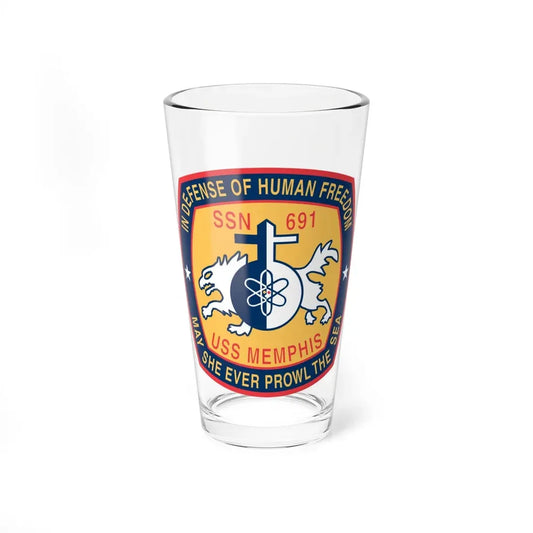 USS Memphis SSN 691 In Defence of the Human Freedom (U.S. Navy) Pint Glass 16oz 16oz - Go Mug Yourself