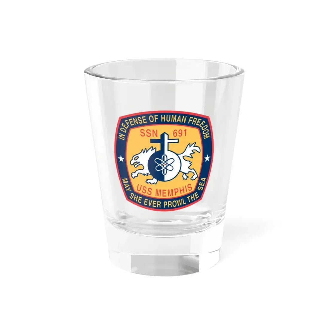 USS Memphis SSN 691 In Defence of the Human Freedom (U.S. Navy) Shot Glass 1.5oz 1.5oz - Go Mug Yourself