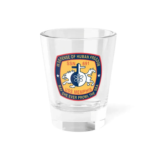 USS Memphis SSN 691 In Defence of the Human Freedom (U.S. Navy) Shot Glass 1.5oz 1.5oz - Go Mug Yourself