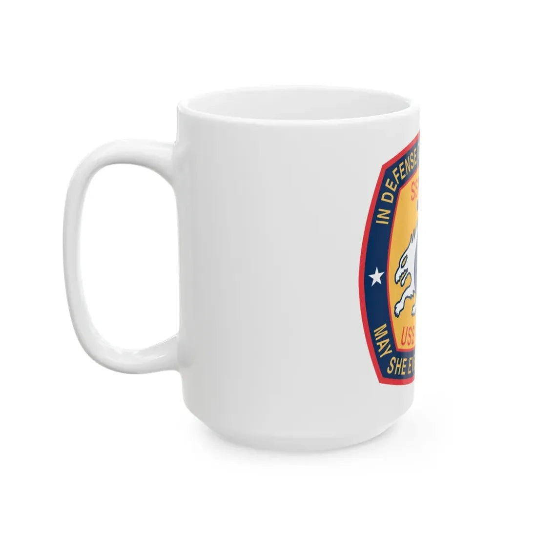 USS Memphis SSN 691 In Defence of the Human Freedom (U.S. Navy) White Coffee Mug - Go Mug Yourself