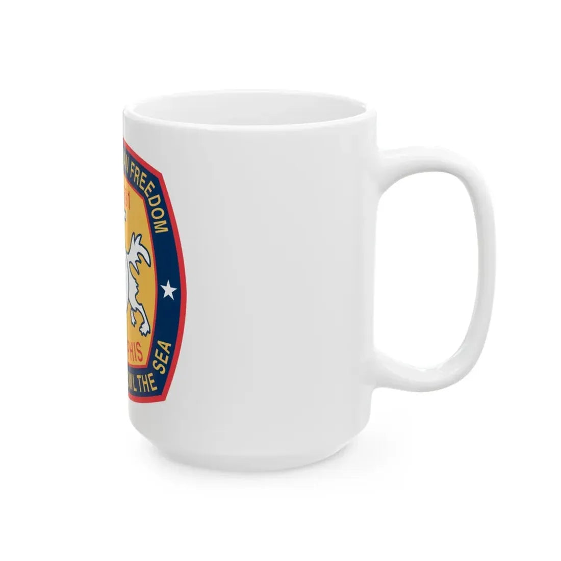 USS Memphis SSN 691 In Defence of the Human Freedom (U.S. Navy) White Coffee Mug - Go Mug Yourself