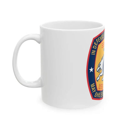 USS Memphis SSN 691 In Defence of the Human Freedom (U.S. Navy) White Coffee Mug - Go Mug Yourself
