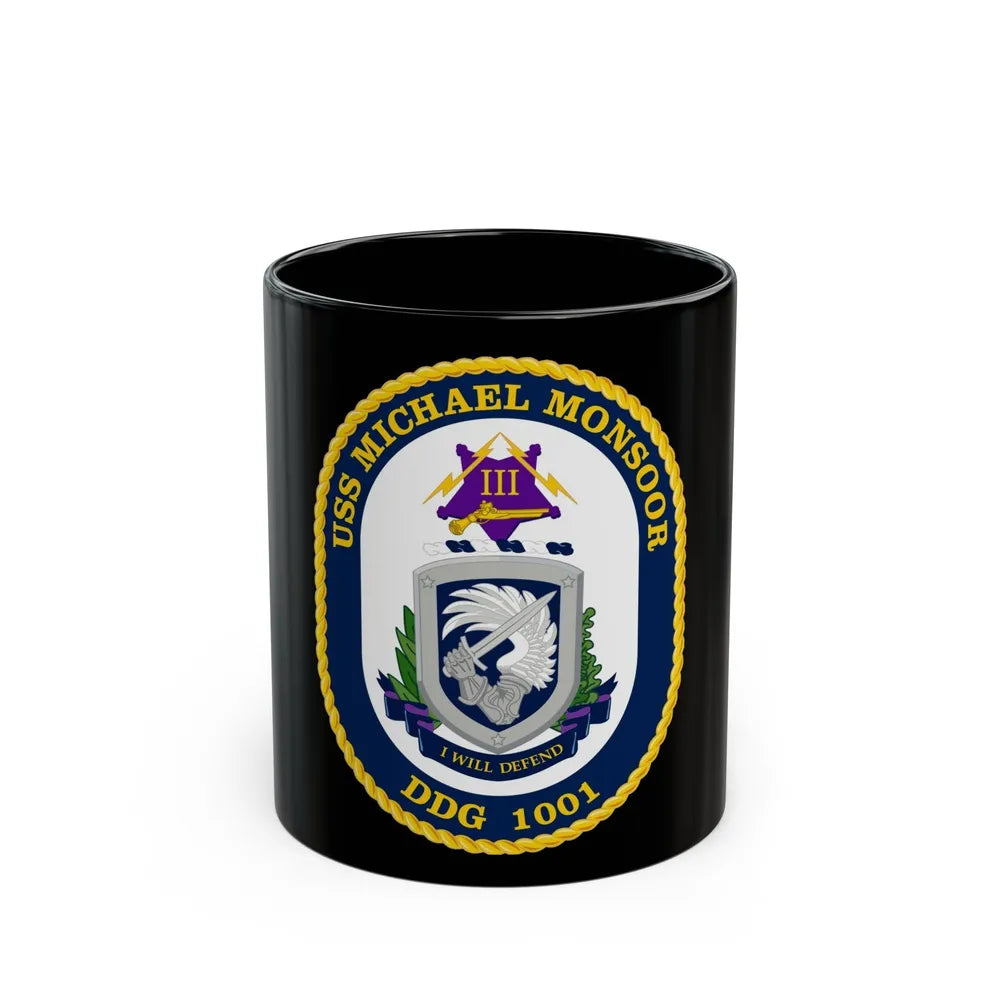 USS Michael Monsoor DDG 1001 Crest (U.S. Navy) Black Coffee Mug-11oz-Go Mug Yourself