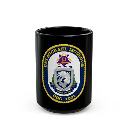 USS Michael Monsoor DDG 1001 Crest (U.S. Navy) Black Coffee Mug-15oz-Go Mug Yourself